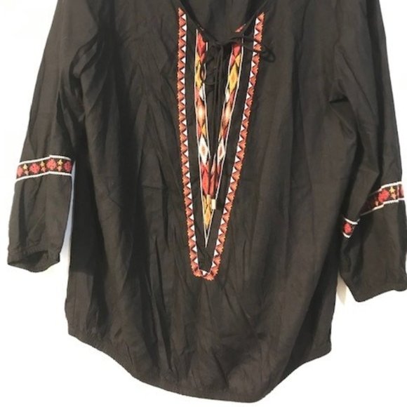 AE Boho Embroidered Blouse in Black - Picture 2 of 8